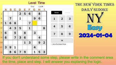 The New York Times Daily Sudoku 2024-01-04 Easy