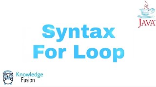 Syntax - For Loop in JAVA | ICSE