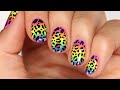 Rainbow leopard nail art lisa frank inspired