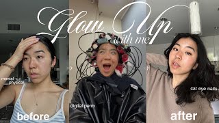 GLOW UP with me ✨💇‍♀️  digital perm, cateye nails + improving my mental/physical health