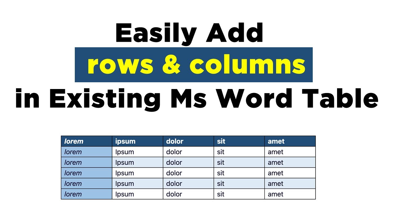 How to add rows and columns in existing Microsoft word Table - YouTube