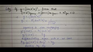 If Ysinh-12 Then Prove That 1X2Yn2 2N1X Yn1N2Yn0 Calculus Successive Diff.