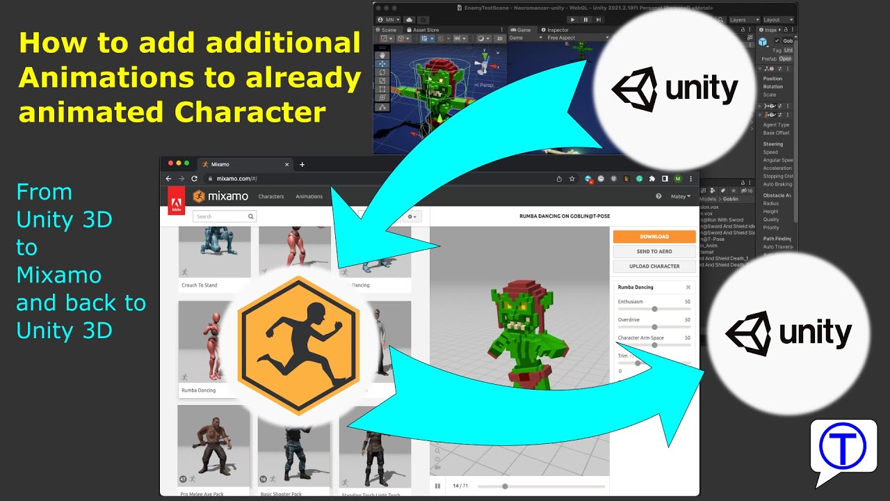 Add new mixamo animation to already animated character in Unity 3D. -  YouTube