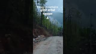 #DreamTrackAI on the Himalayan rainy road with a bus at evening, adventurous track, house, 130