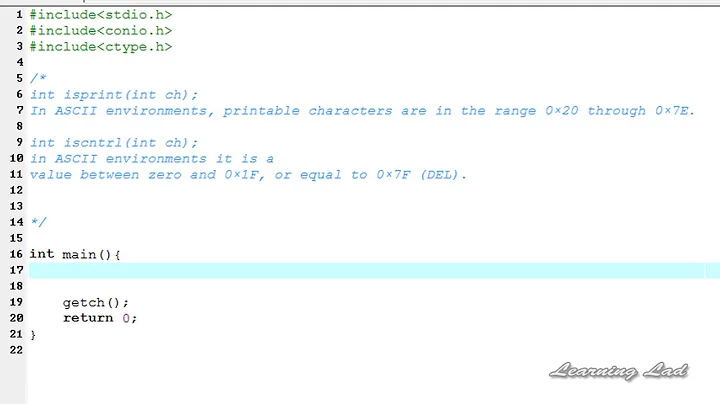 84- C Programming language video Tutorials for Beginner's - iscntrl(),isprint(), function