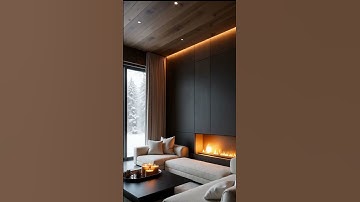 Modern Winter Living Room | Elegant Fireplace & Snowy Views! #cozyspaces #home #relax #loftapartment