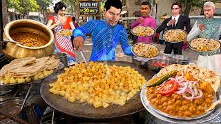 Giant Tawa Potato Fry Tasty Street Food Aloo Fry Comedy Hindi Kahani Moral Stories