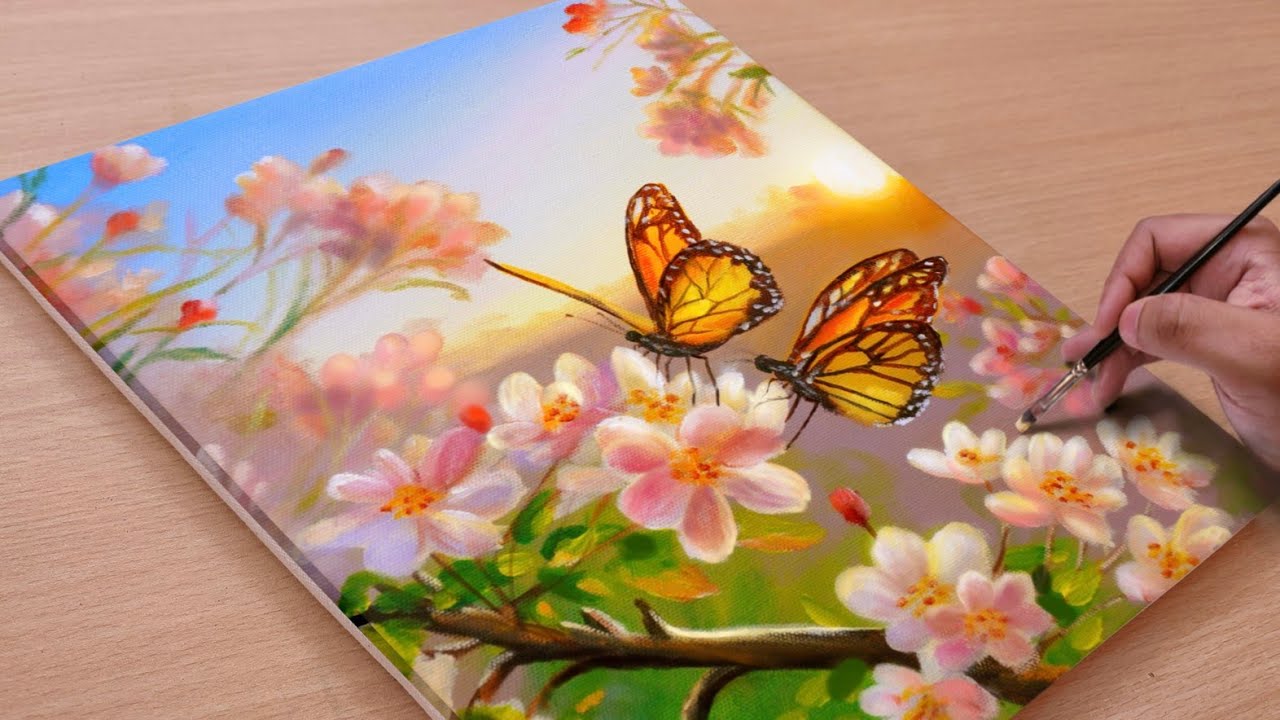 Painting a Beautiful Morning Scenary / Acrylic painting / Art paintings