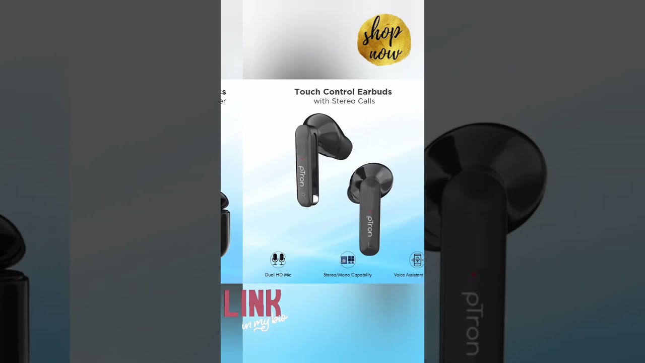 pTron Bassbuds Duo in Ear Earbuds with 32Hrs Total Playtime, Bluetooth