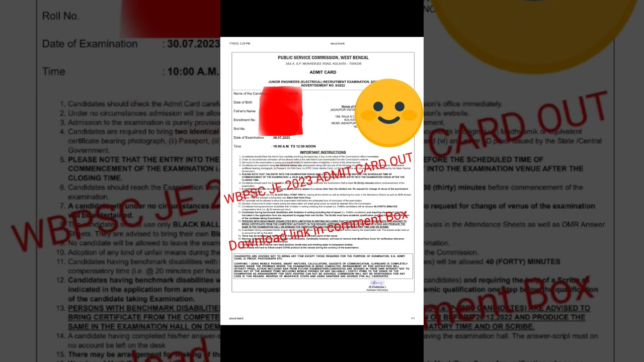WBPSC JE 2023 ADMIT CARD IS RELEASED!!! 
