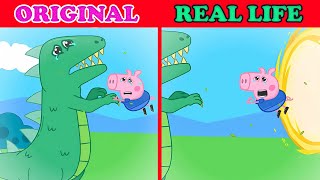 George Pig dont want leave his Dino ! - Peppa Pig Original vs Real life | Peppa Pig Animation