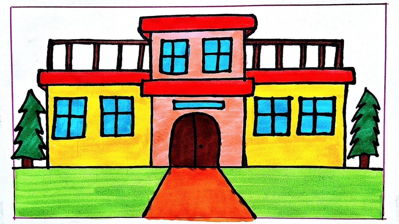 House Scenery Drawing Easy / How to Draw Beautiful Scenery House With Pencil Tutorials /Easy Drawing