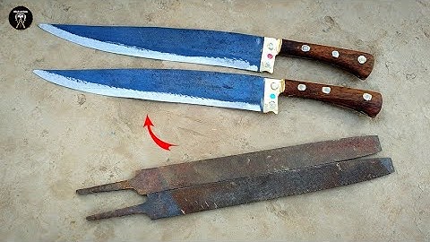Amazing Process of making two Sharp Slaughter Knives from an Old Rusty Files