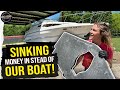 Our big broken boat getting a new transom