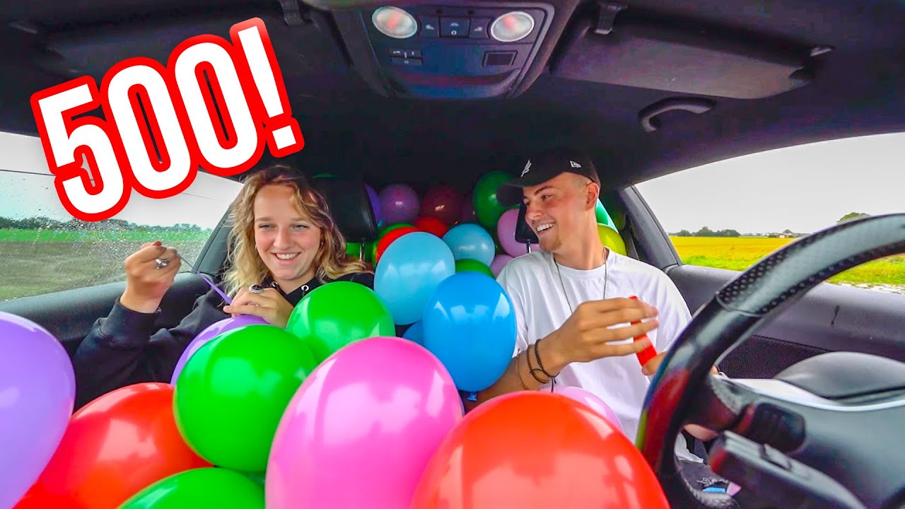 500 BALLONNEN OPBLAZEN IN DE AUTO!