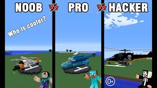 Minecraft Battle: NOOB vs PRO vs HACKER: BUILD HELICOPTER CHALLENGE in Minecraft (0+)