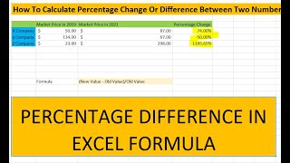 How To Calculate Percentage Change Or Difference Between Two Numbers In Excel