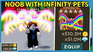 Noob With Infinity Pets! x996M BOOST! - Roblox Blade Throwing Simulator