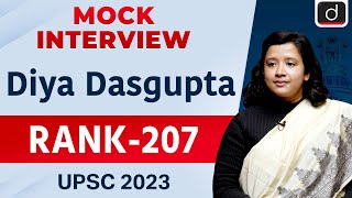 UPSC Result 2023 | Diya Dasgupta | Rank – 207 | Mock Interview