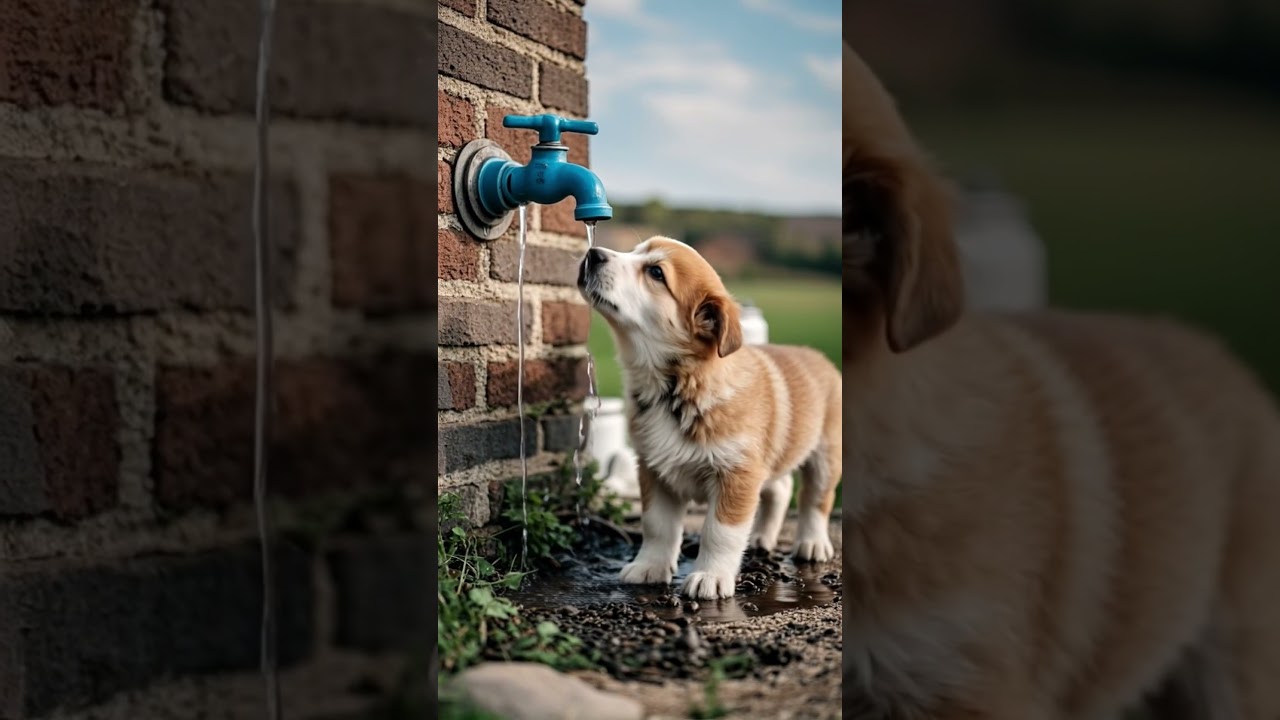 A very thirsty puppy 