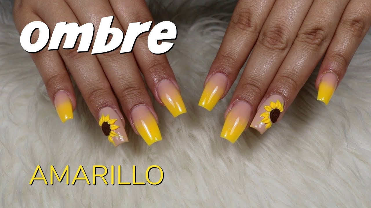 UñAS ACRÍLICAS OMBRÉ AMARRILLO/DECORACIÓN DE GIRASOL 🌻/SÚPER FÁCIL -  thptnganamst.edu.vn