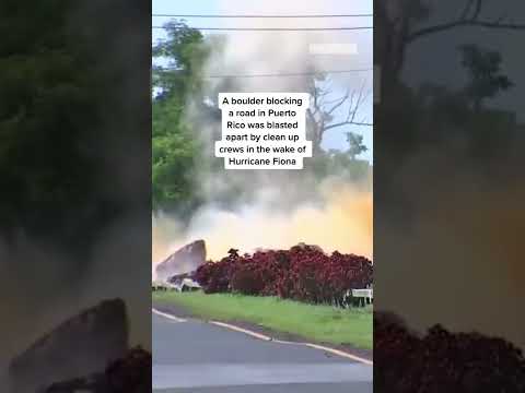 Boulder Blocking A Road In #PuertoRico Was Blasted Apart By Clean Up Crews