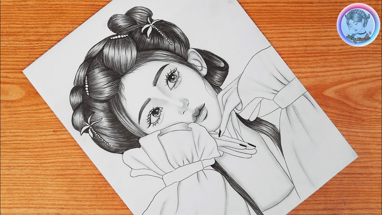 Semi realistic Pencil sketch of a Cute Girl || Cute girl drawing || Drawing easy for beginners