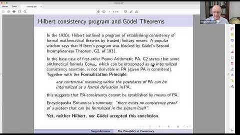 Sergei Artemov,  The Provability of Consistency , IU Logic Seminar, September 9, 2020 Source