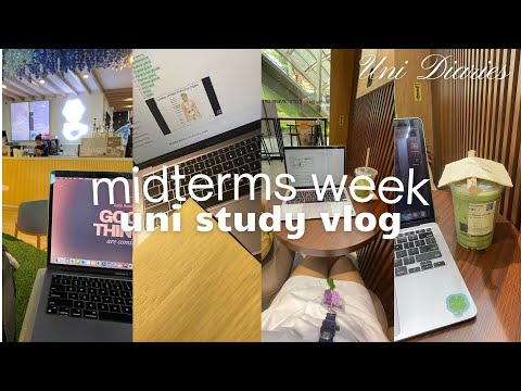 midterms exam week uni vlog 📝, coffee shops study with me, productive study with me morning to night