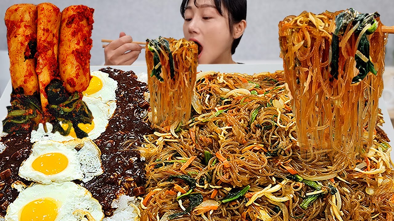 짜장밥에 잡채 먹방! 부산에서는 이렇게 준대요 든든 그 잡채👍 Japchae bap MUKBANG ASMR