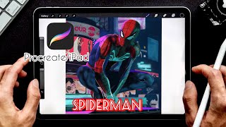 iPad Digital painting using Procreate - Spiderman - Time-lapse screenshot 3