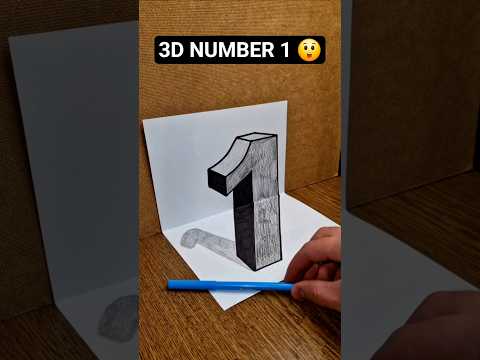3D Number "1"!! FULL VIDEO HERE ☝️#drawing #shorts #3dart #foryou #viralshorts #3ddrawing #draw