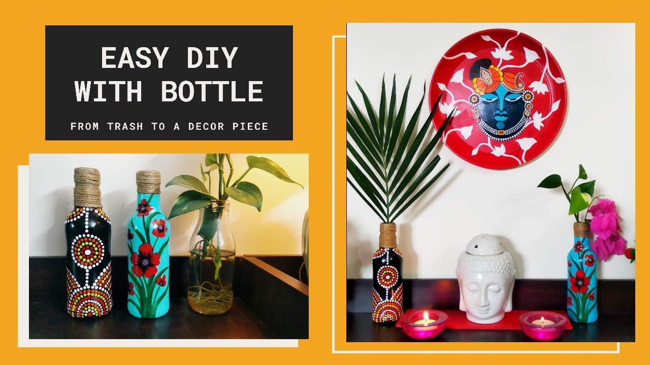 Bottle Art | Easy Bottle Painting | DIY | Best out of waste | Home ...