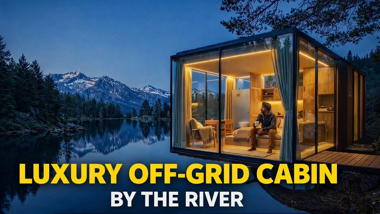 Building a Luxury Off-Grid Cabin by the River |Full Survival Build⛰️# ...
