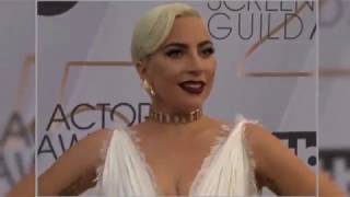 Lady Gaga on the silver carpet at the SAG Awards