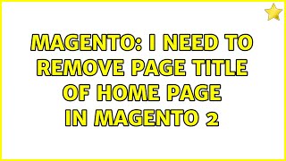 Magento: I need to remove page title of home page in magento 2