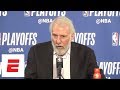 [FULL] Vintage Gregg Popovich news conference after Game 1 loss to Warriors | ESPN