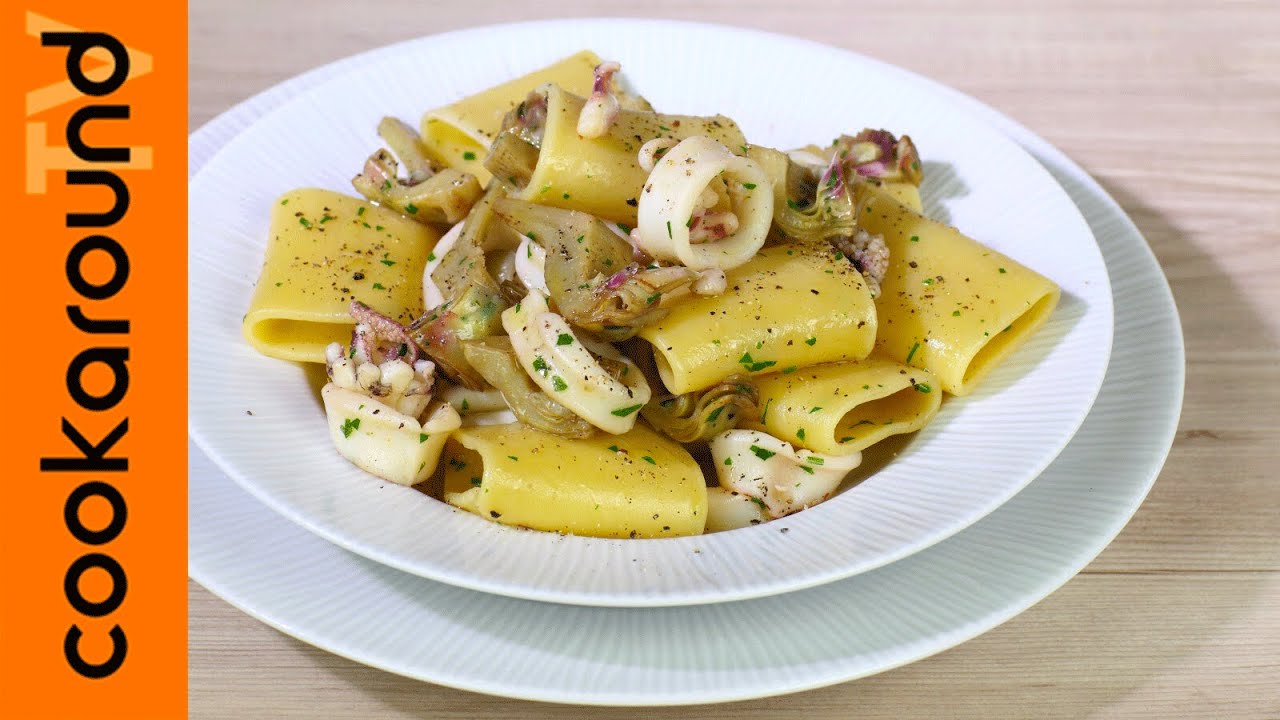 Paccheri артишоки и кальмары