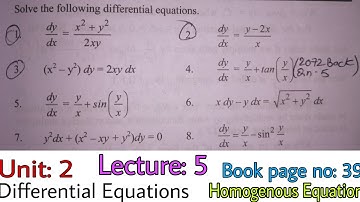 Differential Equation | Unit: 2| Homogenous Differential Equation |Engineering Math III|Prashant YT|