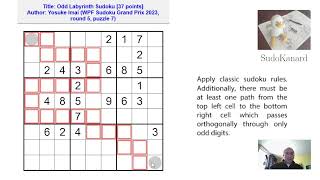 [Eng] Odd Labyrinth Sudoku, by Yosuke Imai (WPF Sudoku Grand Prix 2023, round 5, puzzle 7)