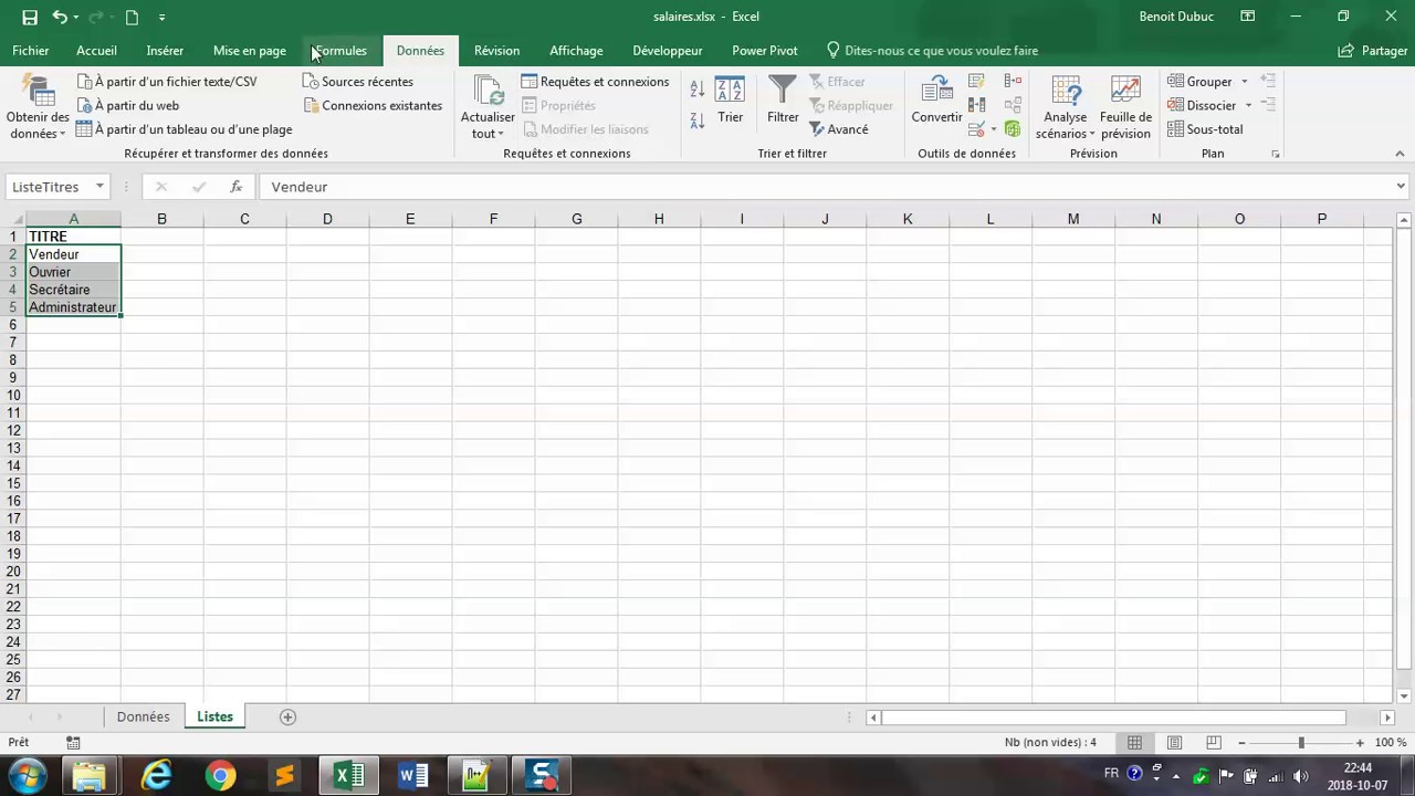 Excel: validation liste qui s'étend automatiquement