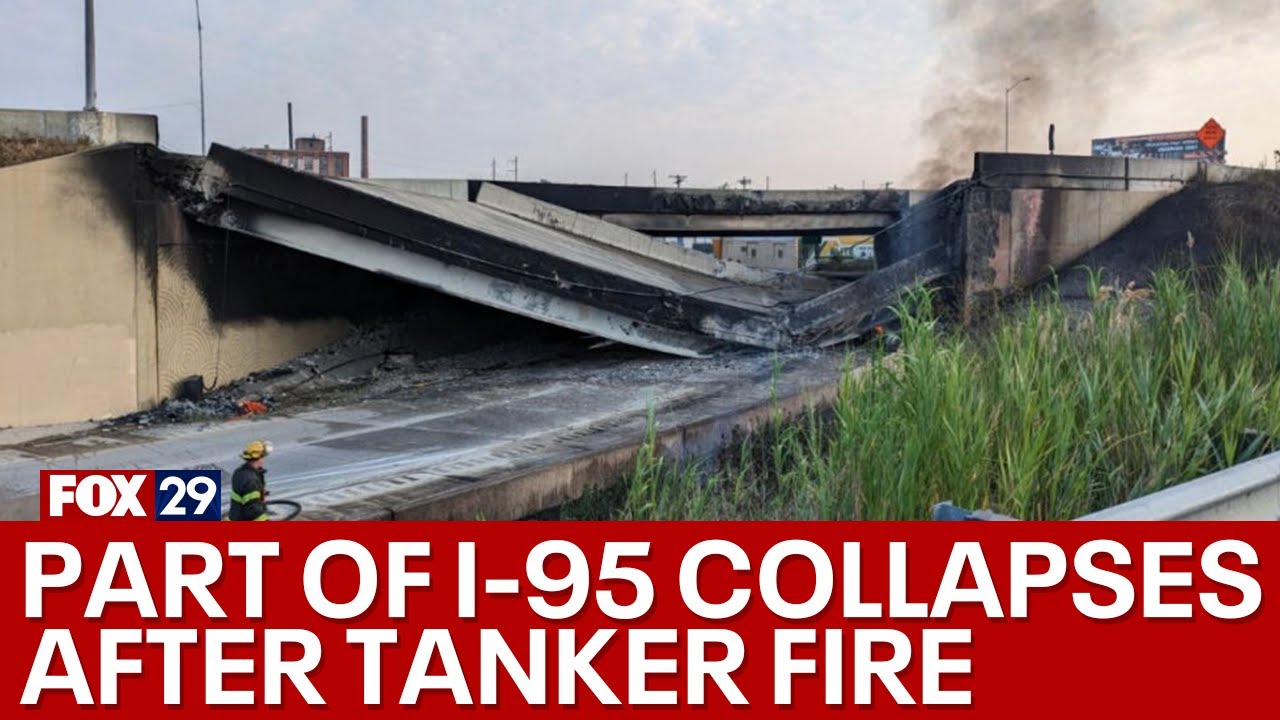 A section of I-95 in Philadelphia has collapsed after a tanker truck fire