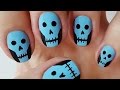Skull nail art - Halloween nails ideas