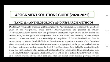 BANC 133 Ignou Solved Assignment 2020-21