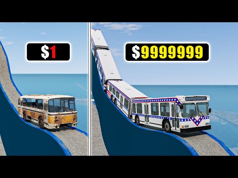 $1 vs $1,000,000丨Cars VS Potholes VS Stairs #8 - BeamNG.Drive Challenge