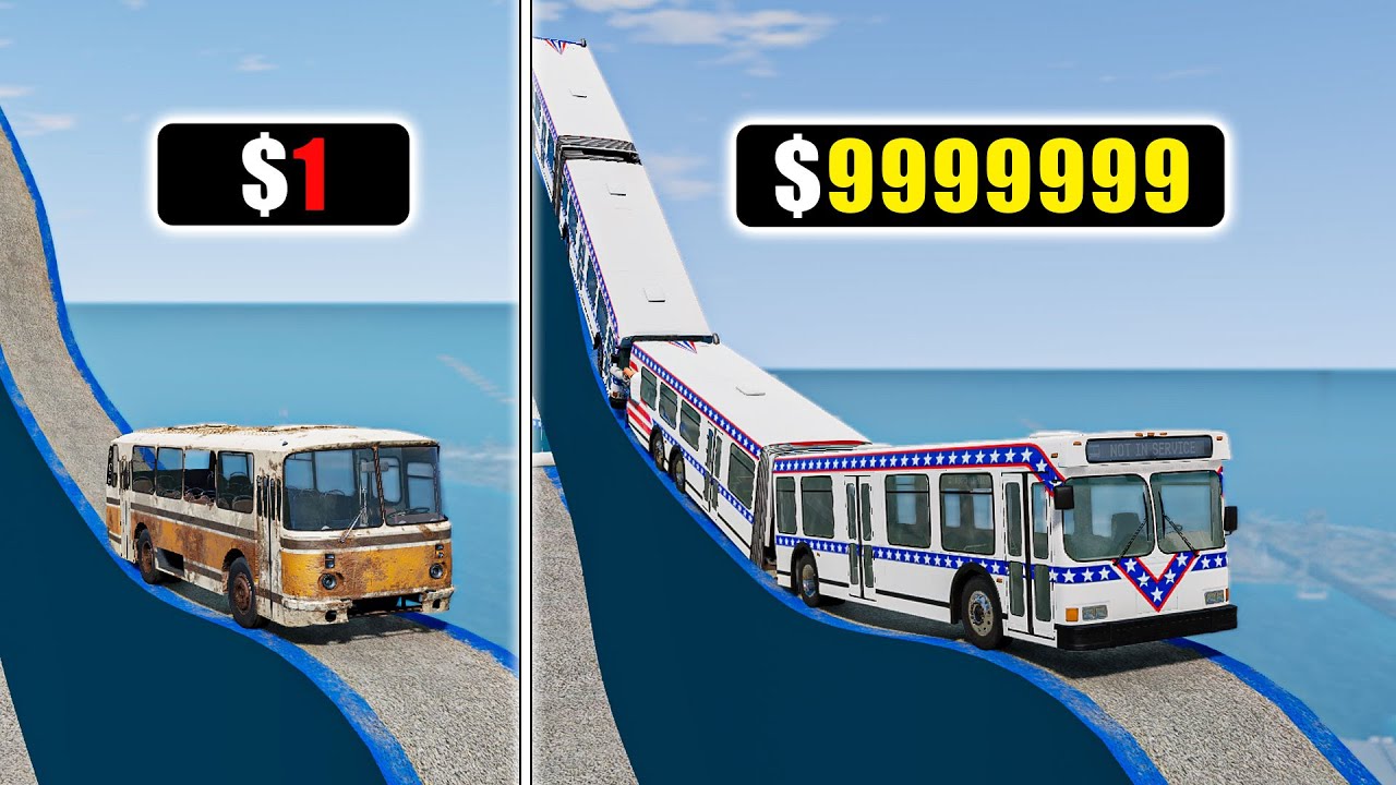 $1 vs $1,000,000丨Cars VS Potholes VS Stairs #8 - BeamNG.Drive Challenge