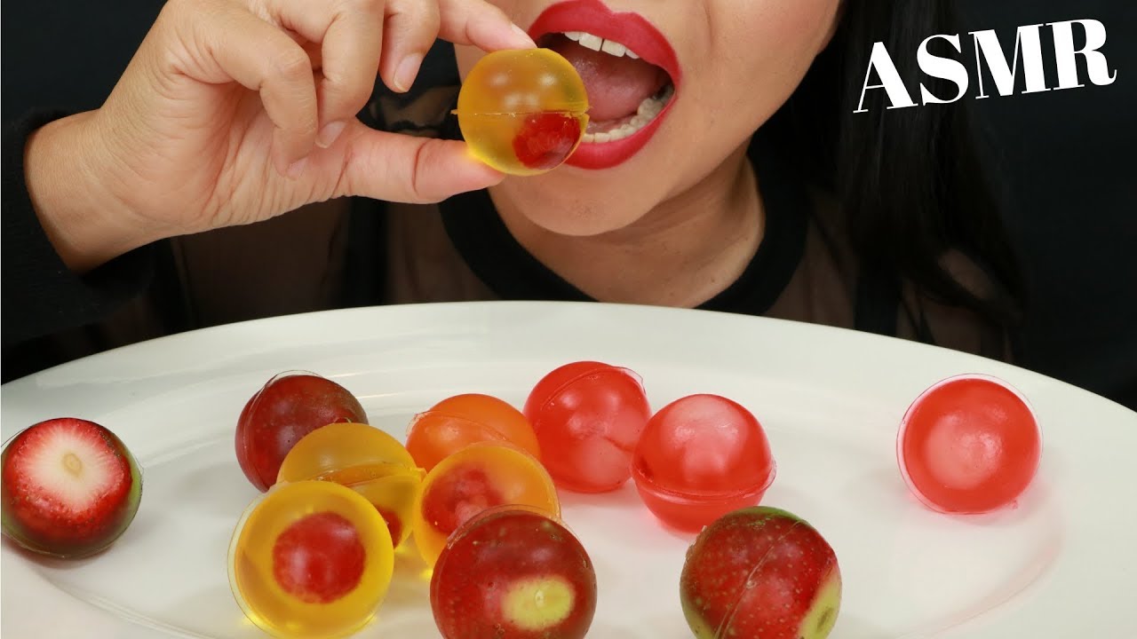 JELLY FRUIT BALLS SOFT SQUISHY CHEWY SOUNDS ASMR ( No Talking ) Eat