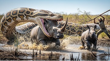 Giant Python Ambush! Rhino’s Life Hangs by a Thread — Rescue Mission Inside 🦏🐍