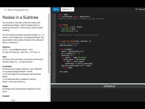 Meta General Engineer Interview Prep - Trees - Nodes in a Subtree - Python