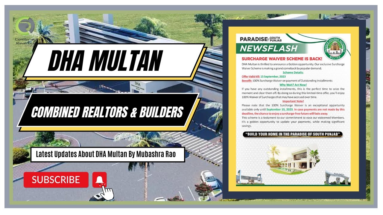 DHA Multan |Updates About DHA Surcharge Waiver Scheme By Combined Realtors & Builders|